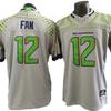 Seattle Seahawks 12 Fan Jersey Mens Short Sleeve NFL Style Rugby Shirt Gray 3rd Gen