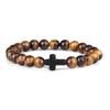Prayer Men Natural Stone Wood Beads Rosary Hematite Cross Bracelets Onyx Meditation Bracelet Women Yoga Zircon Homme Pulsera