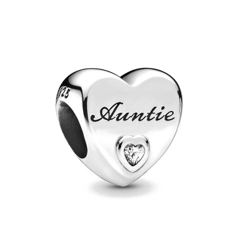 Copper Heart Shaped Father Mother Daughter Sisters Bead Suitable For Diy European Bracelet Festival Jewelry Gift