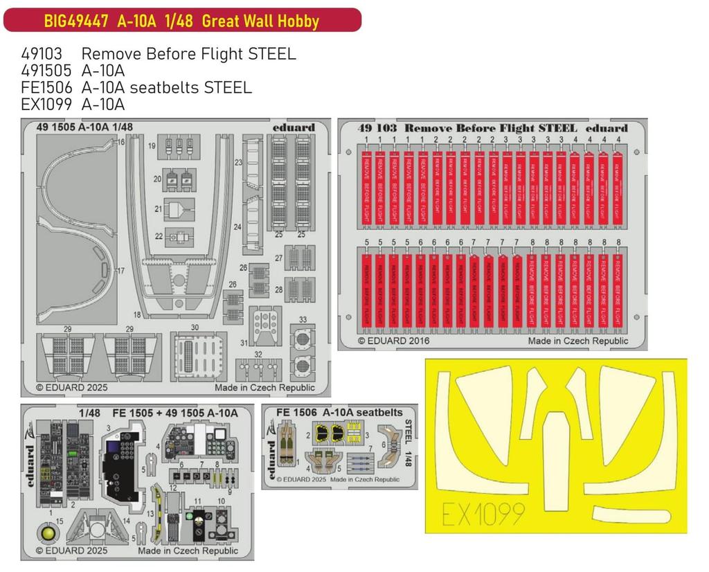 Eduard 1/48 Big Ed A-10A Parts Set (for Great Wall) Plastic Model Kit Parts EDUBIG49447 (Airplane)