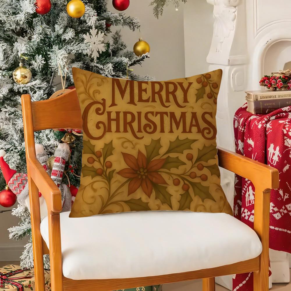 Warm Christmas Cartoon Decorations Third Pillow Case Silky Short Plush With Invisible Zipper Dustproof Sofa Cushion Cover