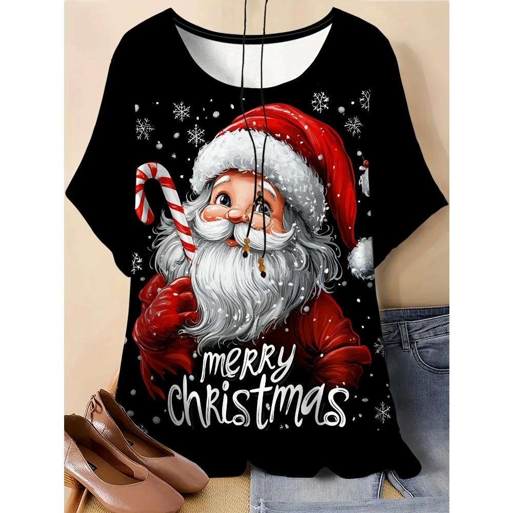 Moda para Mujer Cuello Redondo Manga Corta 3D Casual Estampado a Color Camiseta Casual de Manga Corta con Cuello Redondo