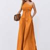 Women's Off Shoulder Three Quarter Sleeve Jumpsuit Slim Fit High Waist Elegant Floral Print Wide Leg Jumpsuit