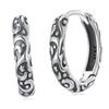 Vintage Silver Hoop Earrings with a Floral Ornament, Size L, 925 Silver Clasps