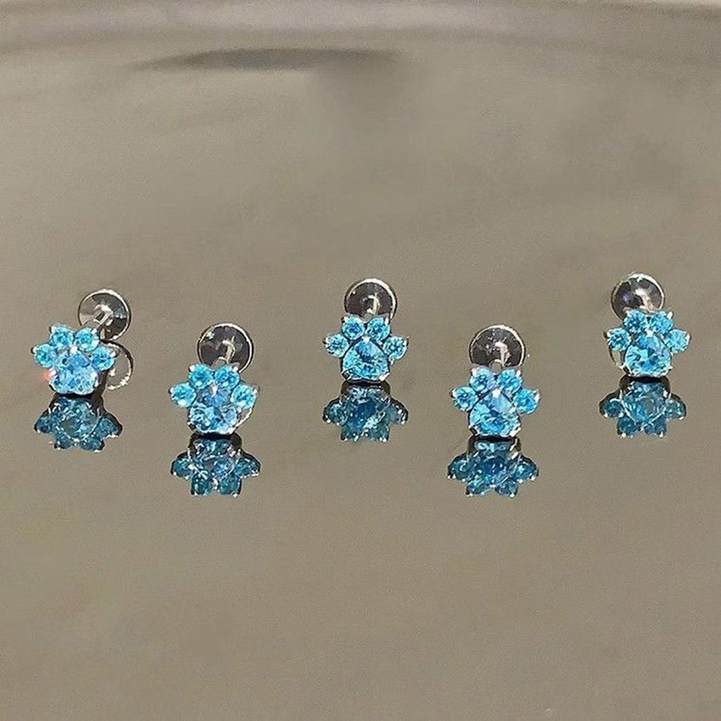 Cute Cat Claw Earrings With Sparkling Crystals Durable Alloy Design Ear Studs For Daily Wear And Special Occasions