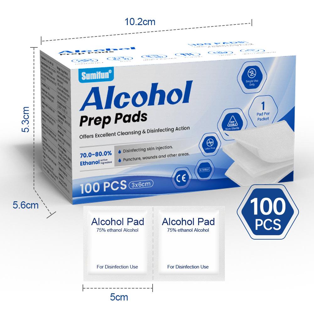 

100 одноразовых спиртовых ватных дисков можно использовать для очистки, стерилизации линз и проколов ушей 100 pieces/box
