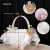 Ivory White Rose Wedding Flower Basket for Bride and Flower Girl