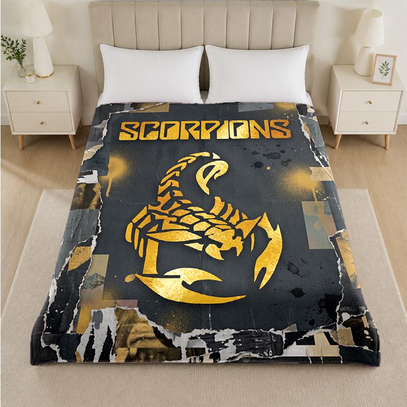Couverture en Flanelle Imprimé Scorpions Couverture Jetée Pelucheuse Légère Confortable Pour Lit Canapé Usage Domestique