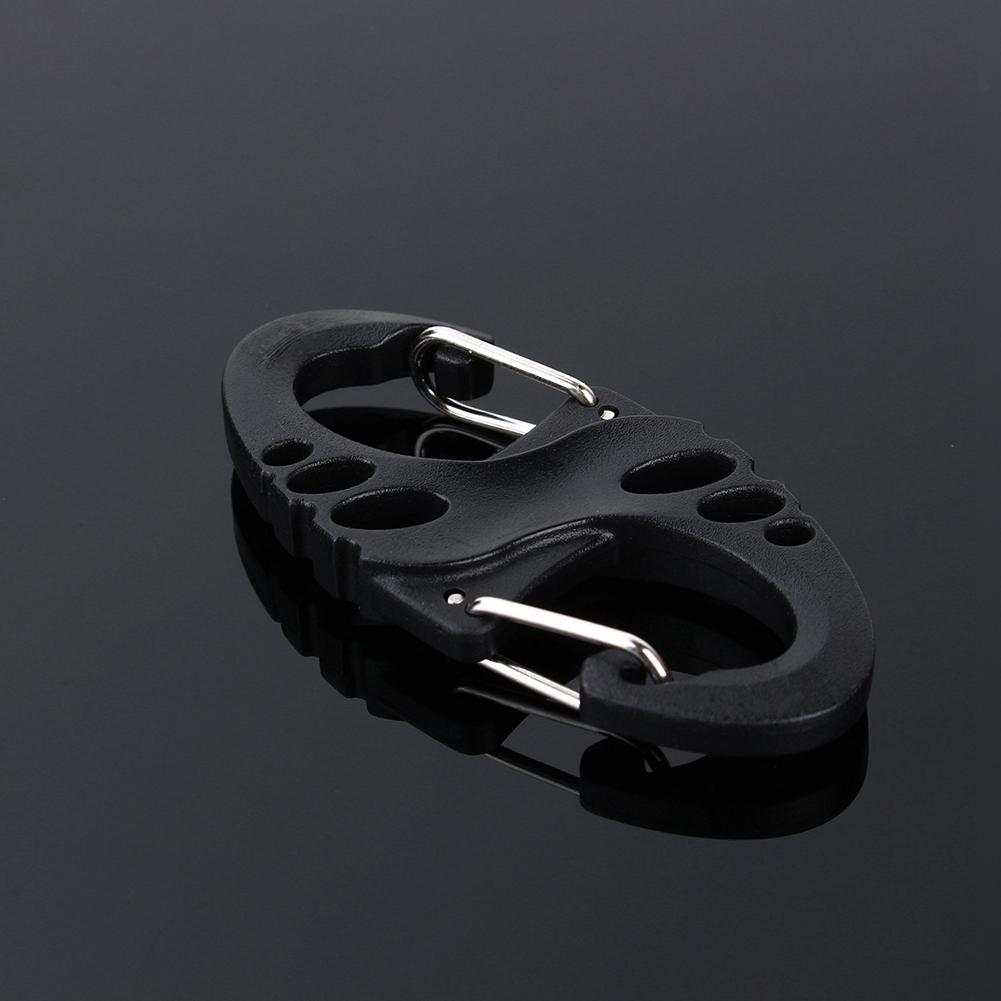 S type buckle, dual carabiner clips keychain buckle for backpack straps key rings