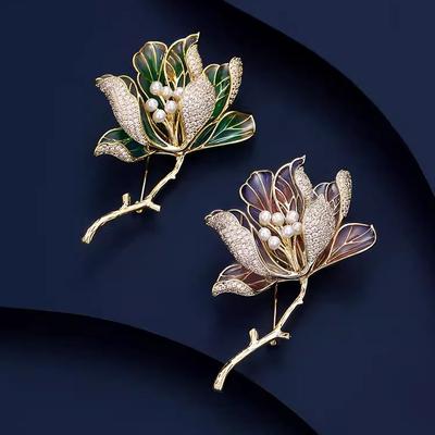 Broche de begonia pintado, broche de flores de temperamento exquisito para mujer, diseño de nicho, accesorios de traje de estilo chino