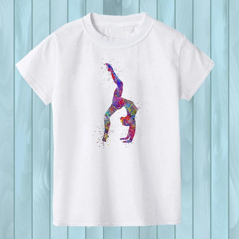 Maglietta da donna con stampa ginnasta e arcobaleno, motivo: ginnastica artistica, maglietta estiva per bambine, maglietta da streetwear hipster
