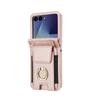Crossbody Wallet Case for Samsung Galaxy Z Flip 7, with Finger Ring Holder, Wrist Strap, Multiple Card Slots, Stand Flip Cover