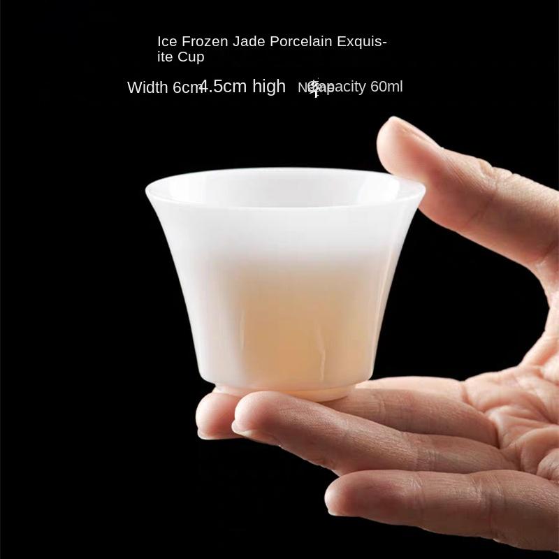 Ice-like Frozen Jade Porcelain Tea Cup White Porcelain Small Teacup Kung Fu Tea Set Ceramic Cup Teacup Tea Bowl