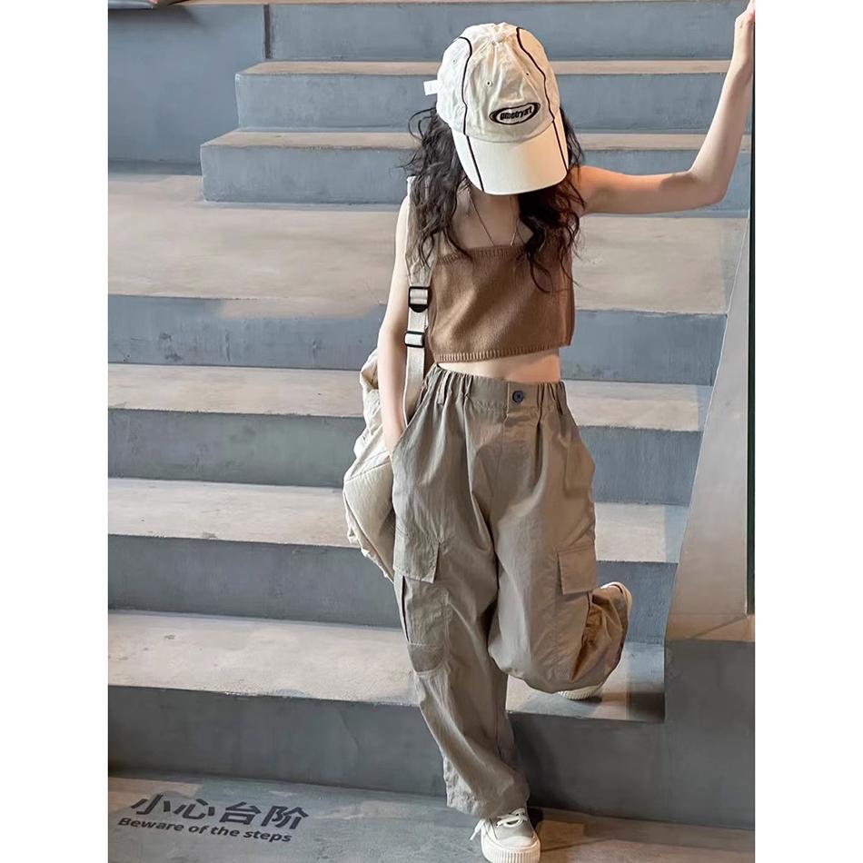 Pantalones Cargo Transpirables y Suaves a Prueba de Mosquitos para Niñas Adolescentes Primavera Verano para Niños Perfectos para Jugar al Aire Libre y Uso Casual con Bolsillo