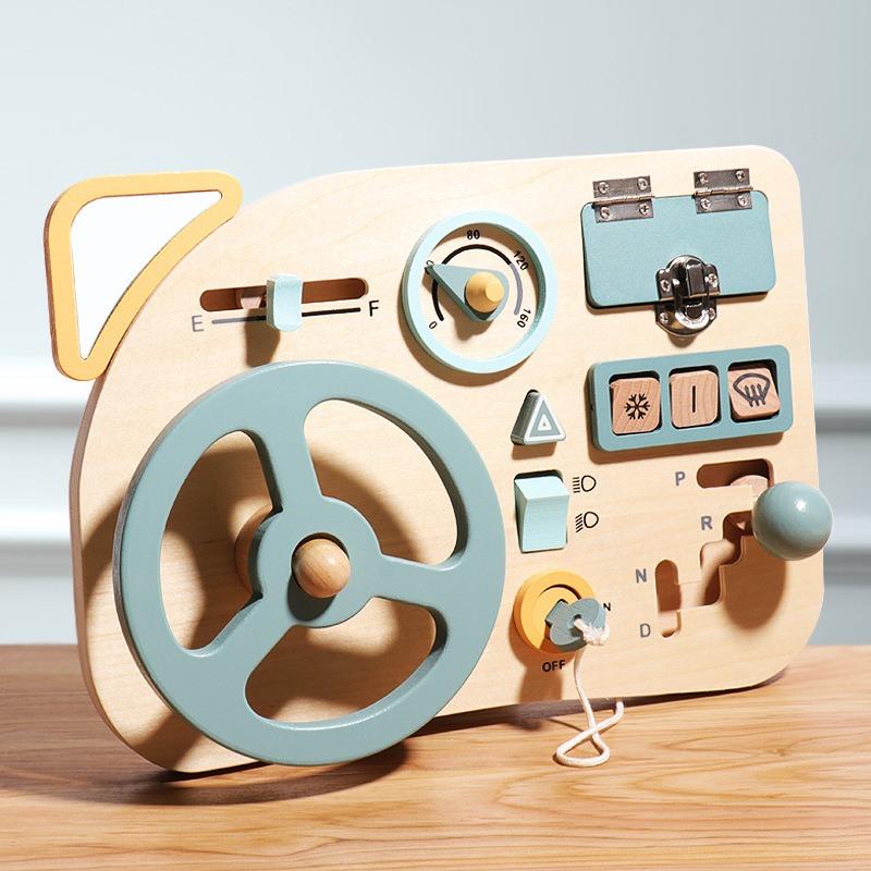 Kids Educational Steering Wheel Simulation Busy Board Montessori Learning Toy