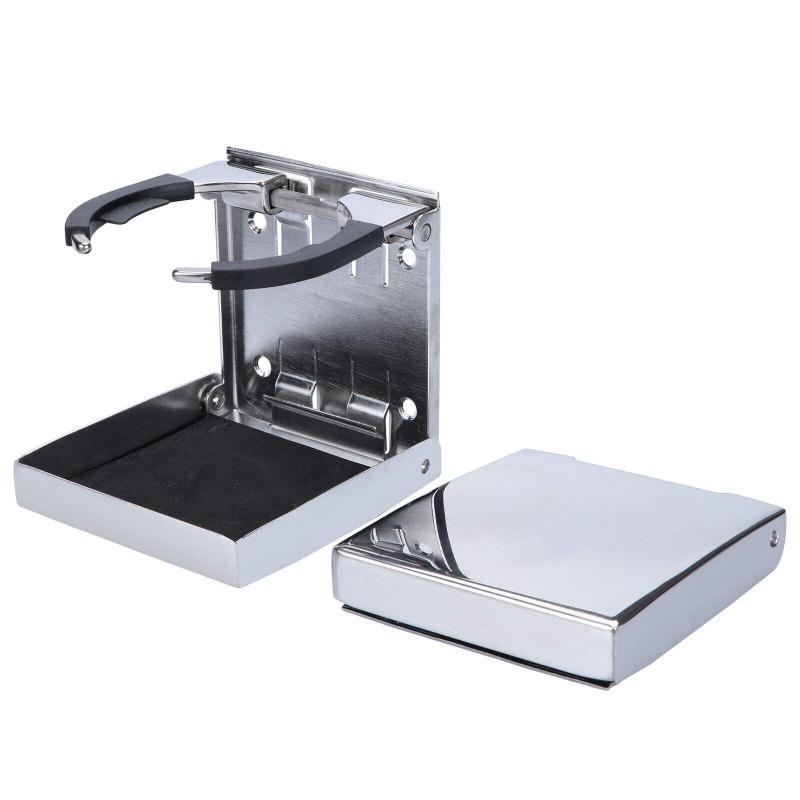 Boat Accessories Stainless Steel Folding Cup Drink Holder for Marine Yacht Truck RV Elevating Desk Drink Holder Ashtray Cup