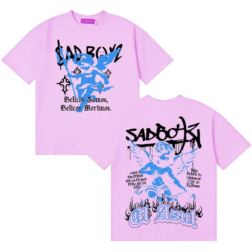 Rapper Junior H Sad Boyz Hip Hop T Shirt Unisex Unisex Summer Crewneck Short Sleeve Double Sided Print Streetwear Hip Hop Clothing