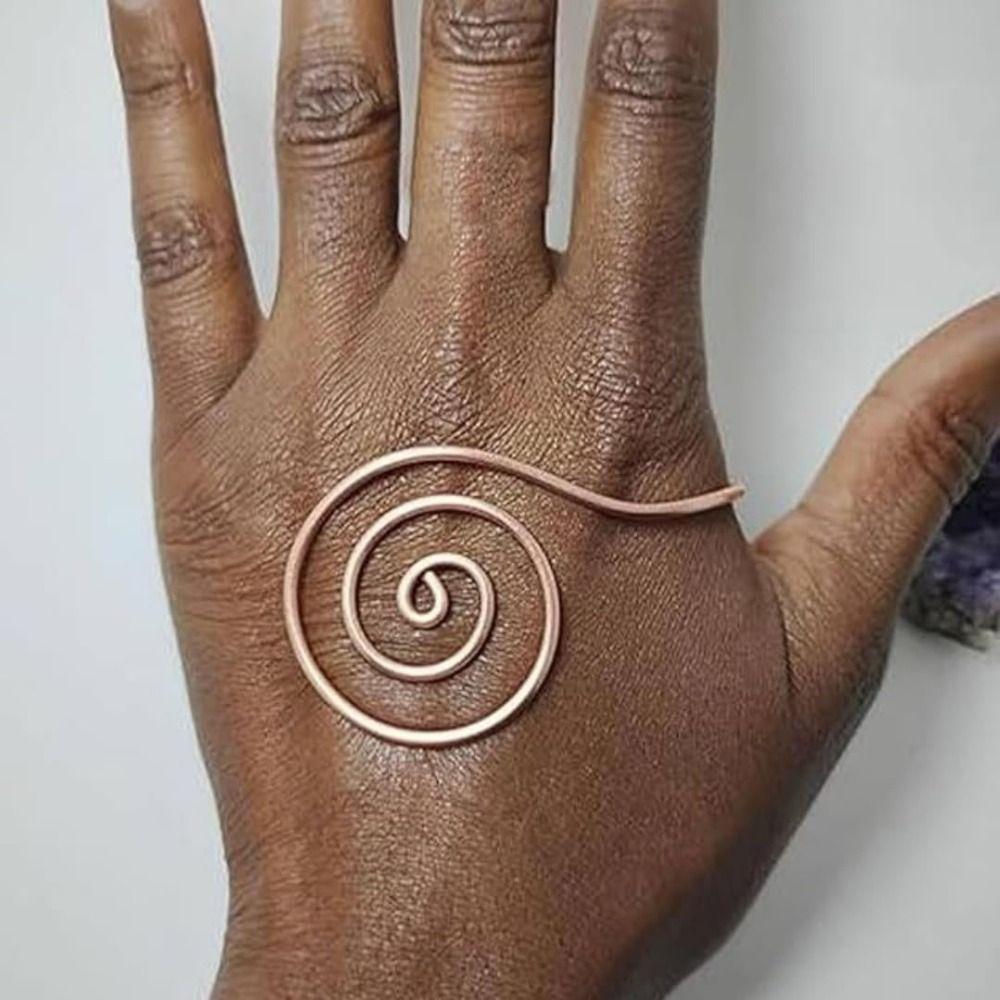 Adjustable Copper Palm Ring Handmade Reiki Energy Spiral Hand Ring  for Meditation & Energy Healing