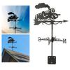 Vintage Design Black Metal Weather Vane, Wind Direction Indicator for Home Garden Decor