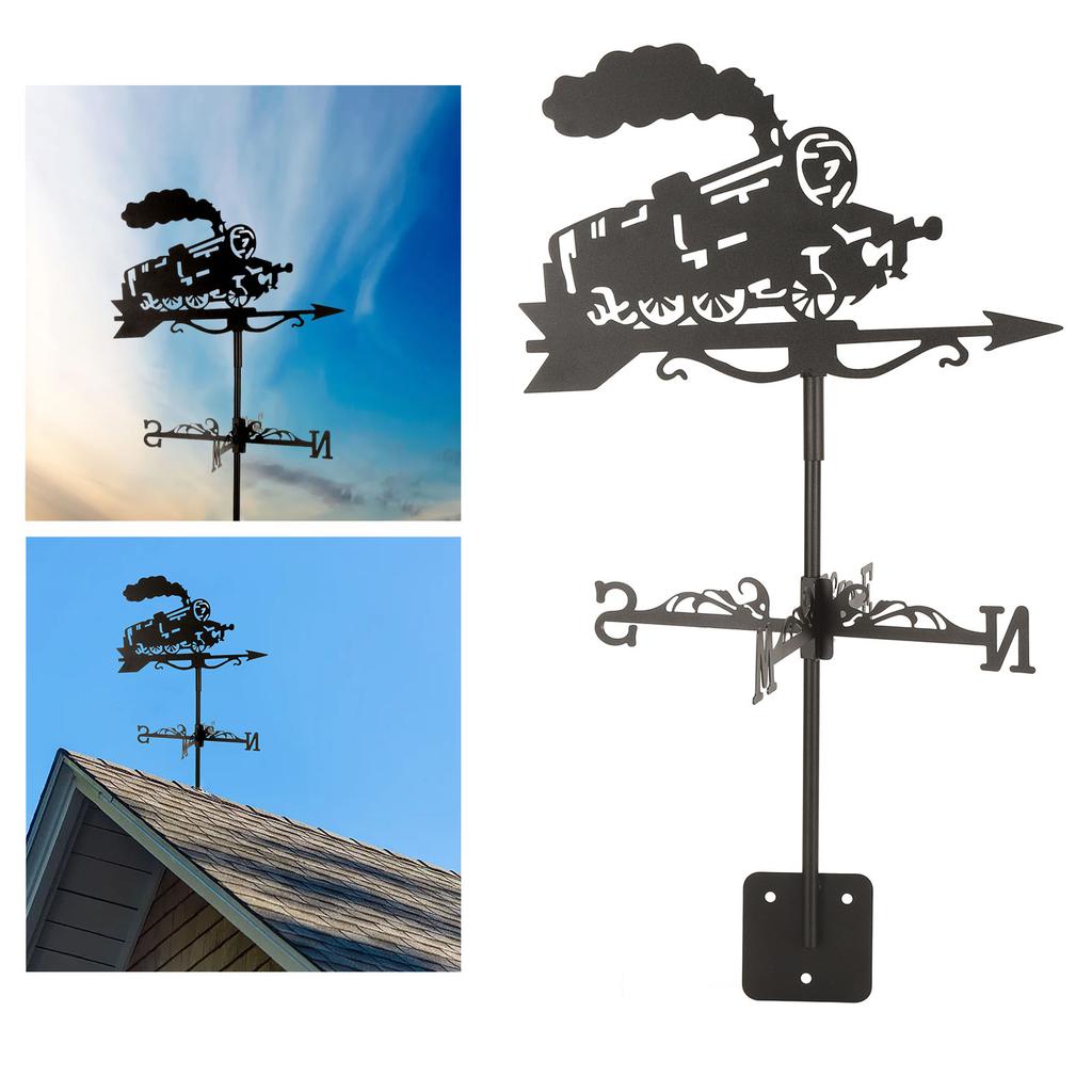 Vintage Design Black Metal Weather Vane, Wind Direction Indicator for Home Garden Decor