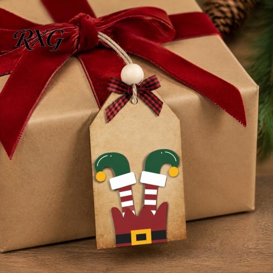 Natural Pine Wood Decor Christmas Wooden Hanging Ornaments, 2D Snowman Reindeer Clown Figure Rustic Party Supplies Pendant Decorations, Farmhouse