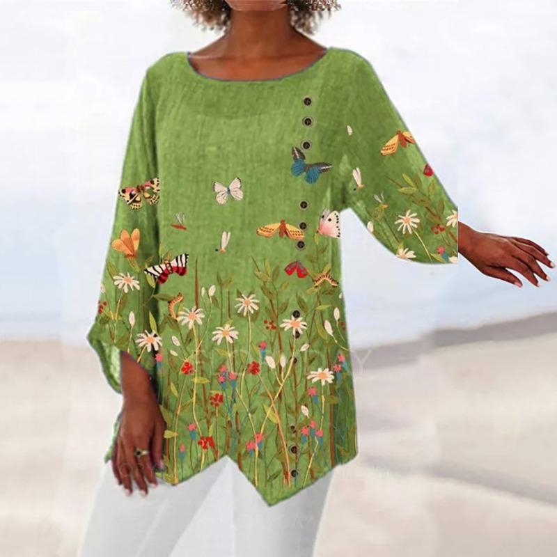 QICED Women's Fashion Casual 3/4 Sleeves V Neck Blouses & Shirts