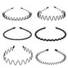 3/6 Stück Metall-Haarreifen Welle-Haarband Haarreif Sport Mode Haarband Unisex Elastisch Rutschfest Einfache Kopfschmuck-Accessoires