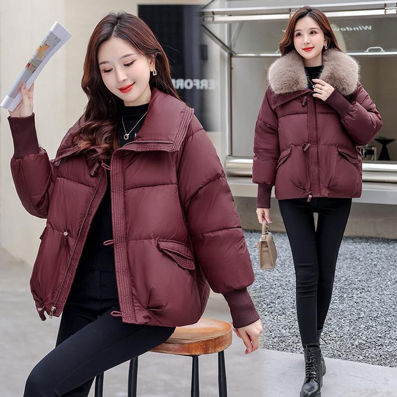 Short down cotton clothes women's winter new fashion loose Maillard big fur collar thickened warm jacket