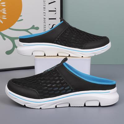 35-48 Unisex Slippers Men's Half Slippers Summer Mesh Meter-breathable Men's Black Mueller Shoes