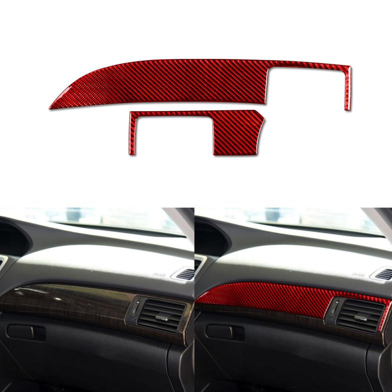 2Pcs Real Carbon Fiber Center Console Panel Trim Strip For Honda Accord 2014-17