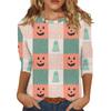 Women's Fashion Casual Three-quarter Sleeve Halloween Printed Round Neck Top