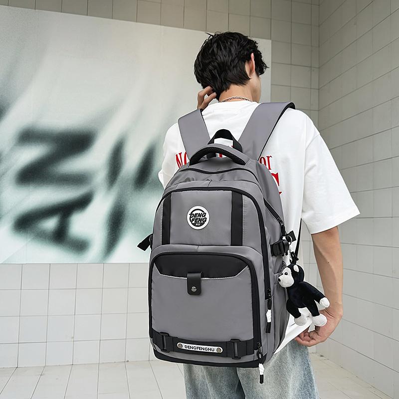 Contrast Color Backpack Men's Lightweight Travel Backpack Large Capacity Student Schoolbag
