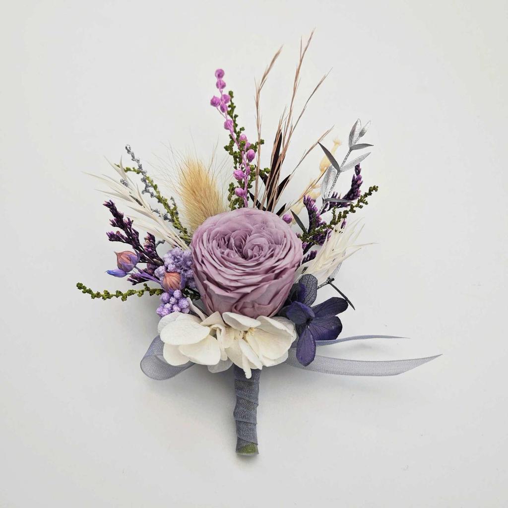 Preserved Flower Wedding Boutonniere & Wrist Corsage Set