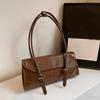 High End Burgundy Oil Wax Leather Underarm Bag Elegant Women's Magnetic Buckle Shoulder Bag Commuter Versatile Ladies Tote Bag CLE