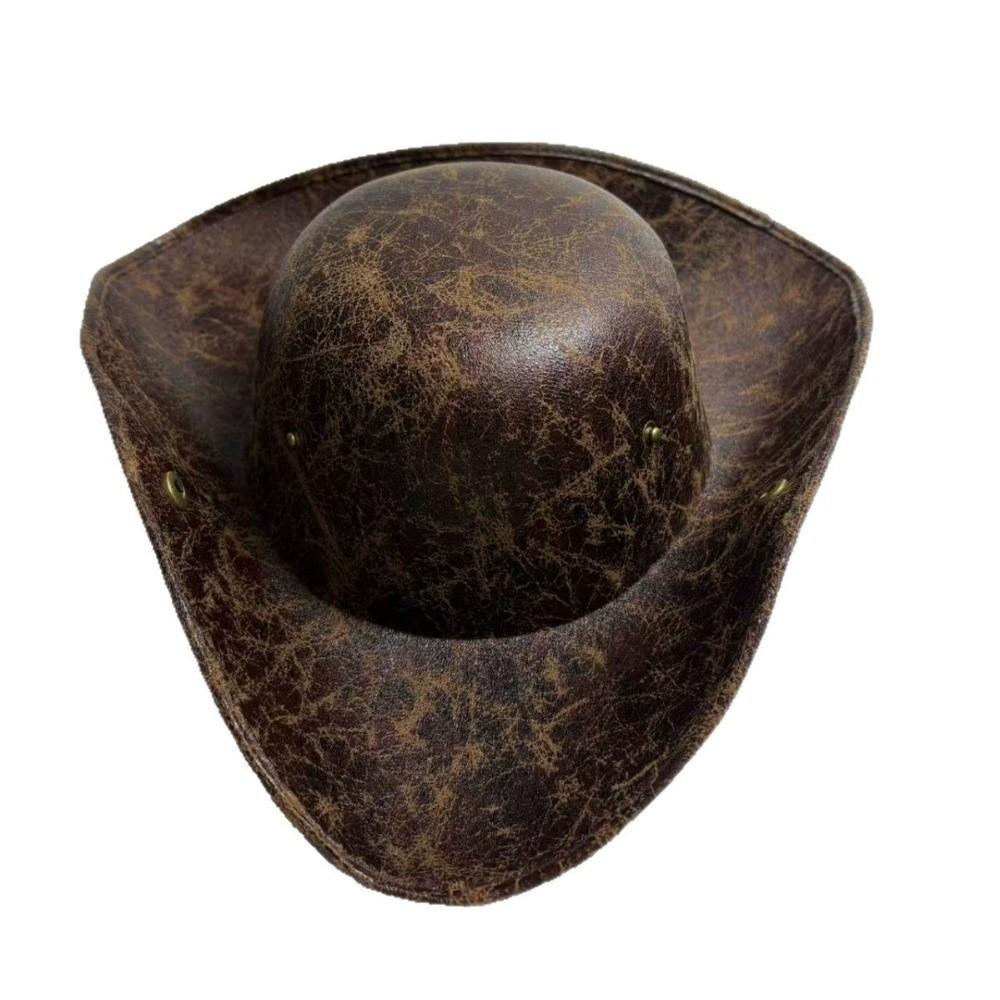 Chapeau de Capitaine en Similicuir Couleur Unie Chapeau Tricorne Adulte Chapeau de Pirate Cosplay Accessoires de Costume