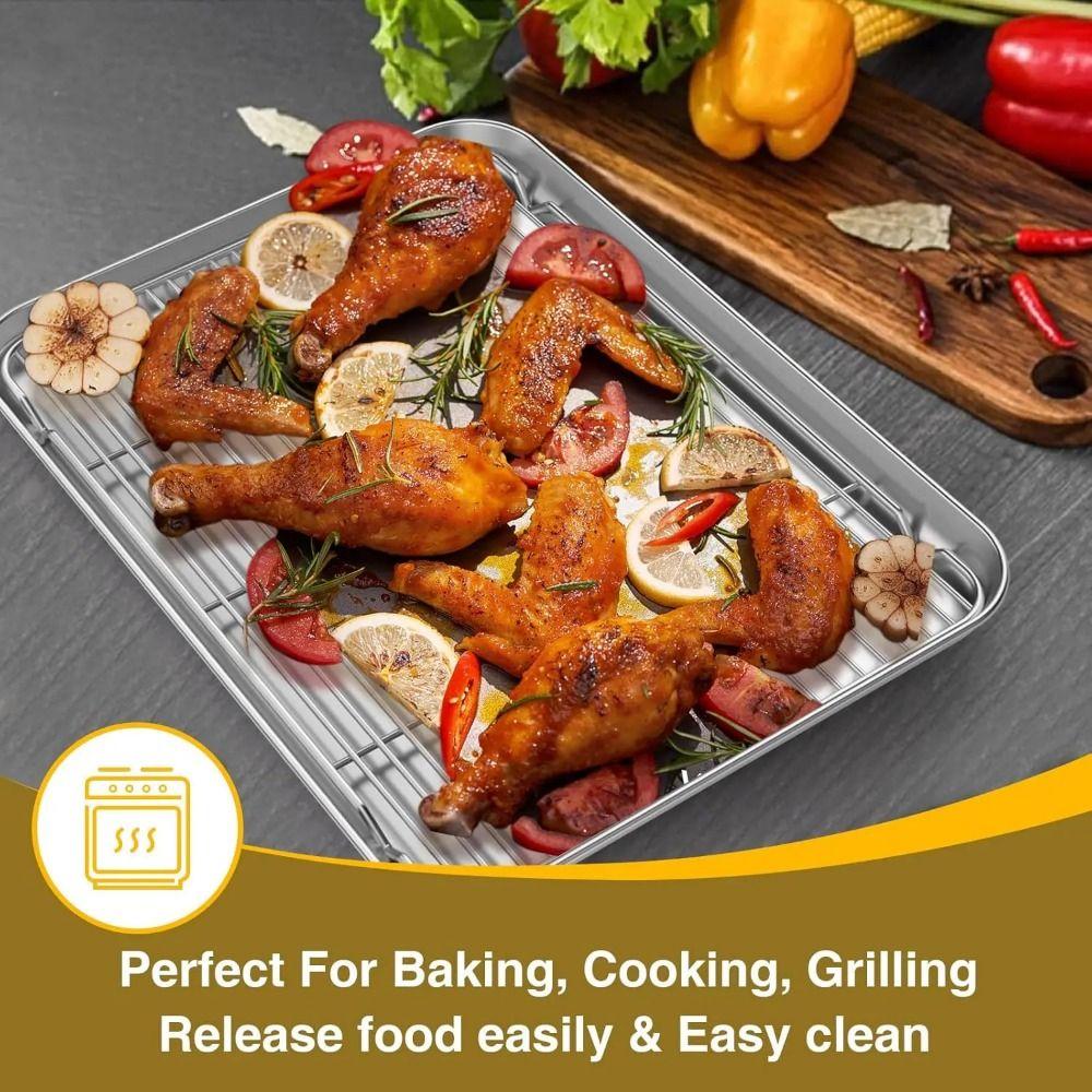 Stainless Steel Food Cooling Tray Removable Steaming Cooling Racks Draining Oil Pan Oven Use