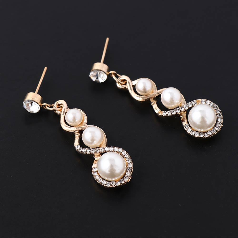 Pearls Angel Teardrop Cubic Zirconia Accessories Jewelry Set Dangle Earrings Pendant Necklace