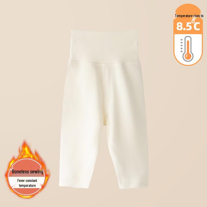 Infant Girls' High-Waisted Thermal Pants - Belly Protection for Autumn & Winter