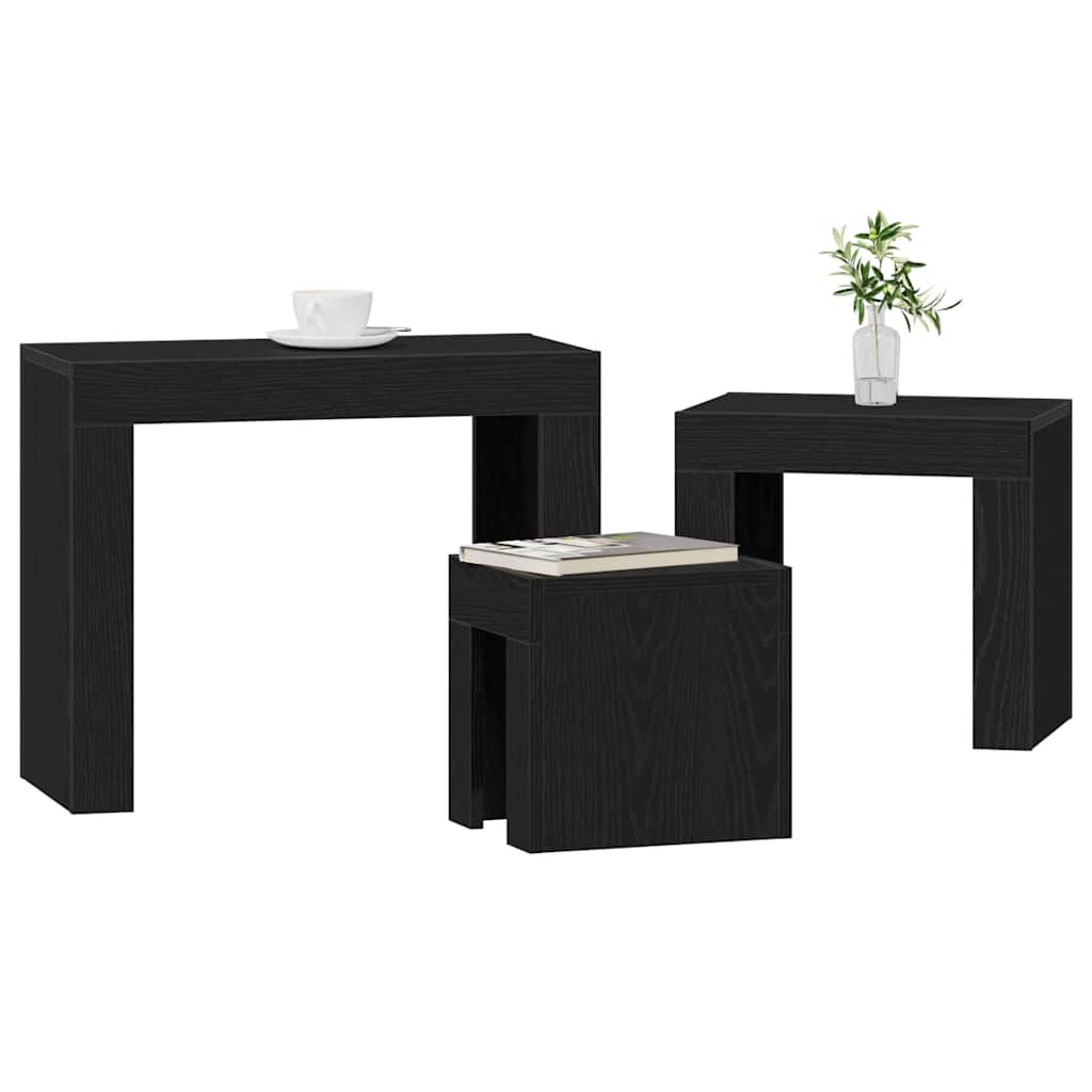 Nesting Tables Set 3 Pcs Black Oak Effect Particleboard