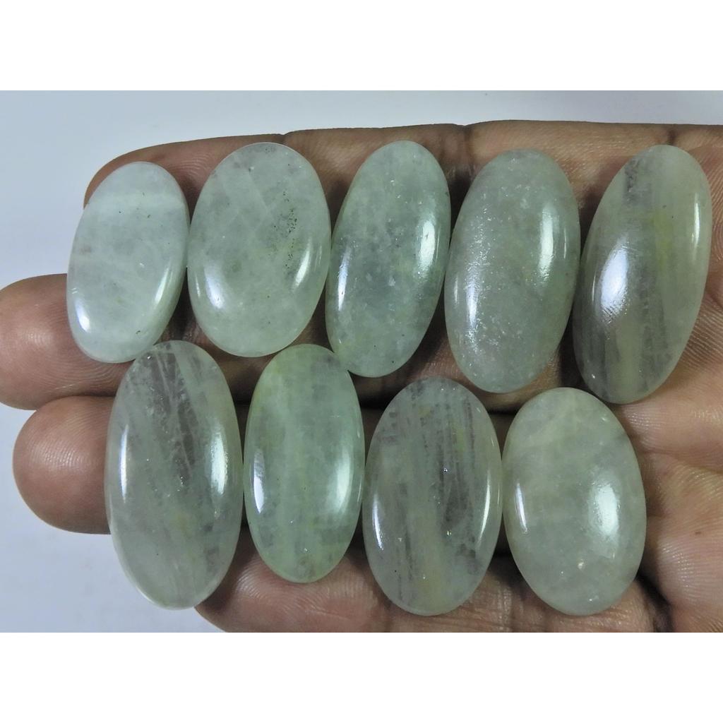 226Cts. Natural Aquamarine Oval Cabochon Loose Gemstone 09Pcs Lot 26-34 MM C-1496