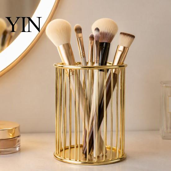 Office Supplies Storage Organizer Pen Holder/Storage Basket, Hollow Grid Iron Tube, Minimalist Metal Wire Basket Durable Pencil for Stationery