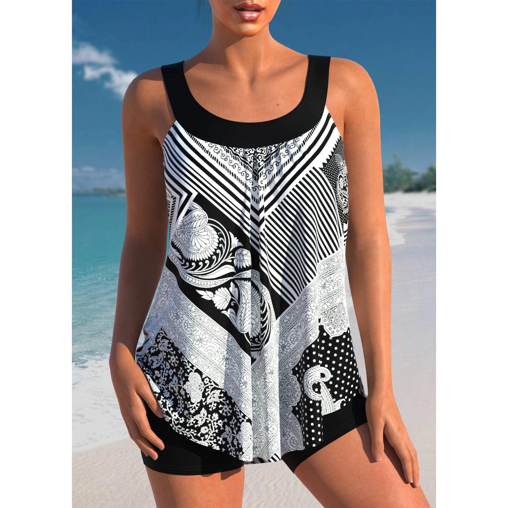 

2024 Новий Літній Жіночий Купальник з Високою Талією Сексуальний Жіночий Купальник з Двох Частин Танкіні Купальник Пляжний Одяг Модний Принтований Купальник 4XL