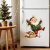 Wasserdichte PVC-Fensterfolie Weihnachtsklebefolie, Nikolaus und Rentier Aufkleber, Statische Festliche Wohnkultur Glasaufkleber für Feiertagsshop Türen