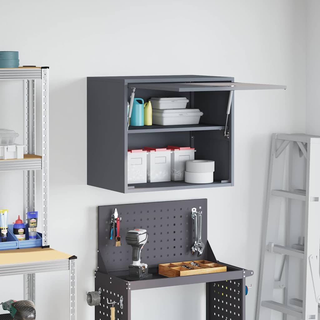 Wall Mounted Garage Cabinet with Gas Spring Door Anthracite