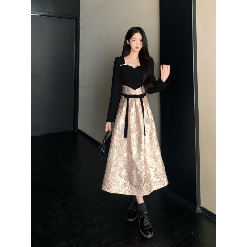 2025 French Beaded Jacquard Dress: Autumn/Winter Luxury Formal Wear
