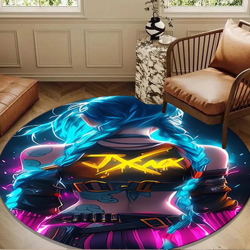 Fantasy Warrior JingX Round Rug for Livingroom,Bedroom, Palyroom, Chair Rug, Area Rug, Circle Carpet, Large Size Fan Christmas Gift