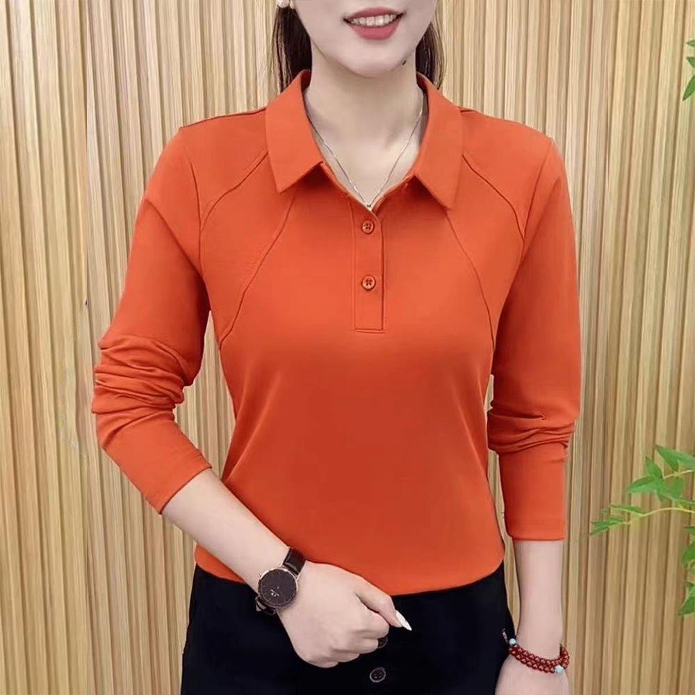 Stylish Stand Collar Long Sleeve Warm Shirt for Women - Age-Reducing, Tummy Covering Top for Middle-Aged and Elderly