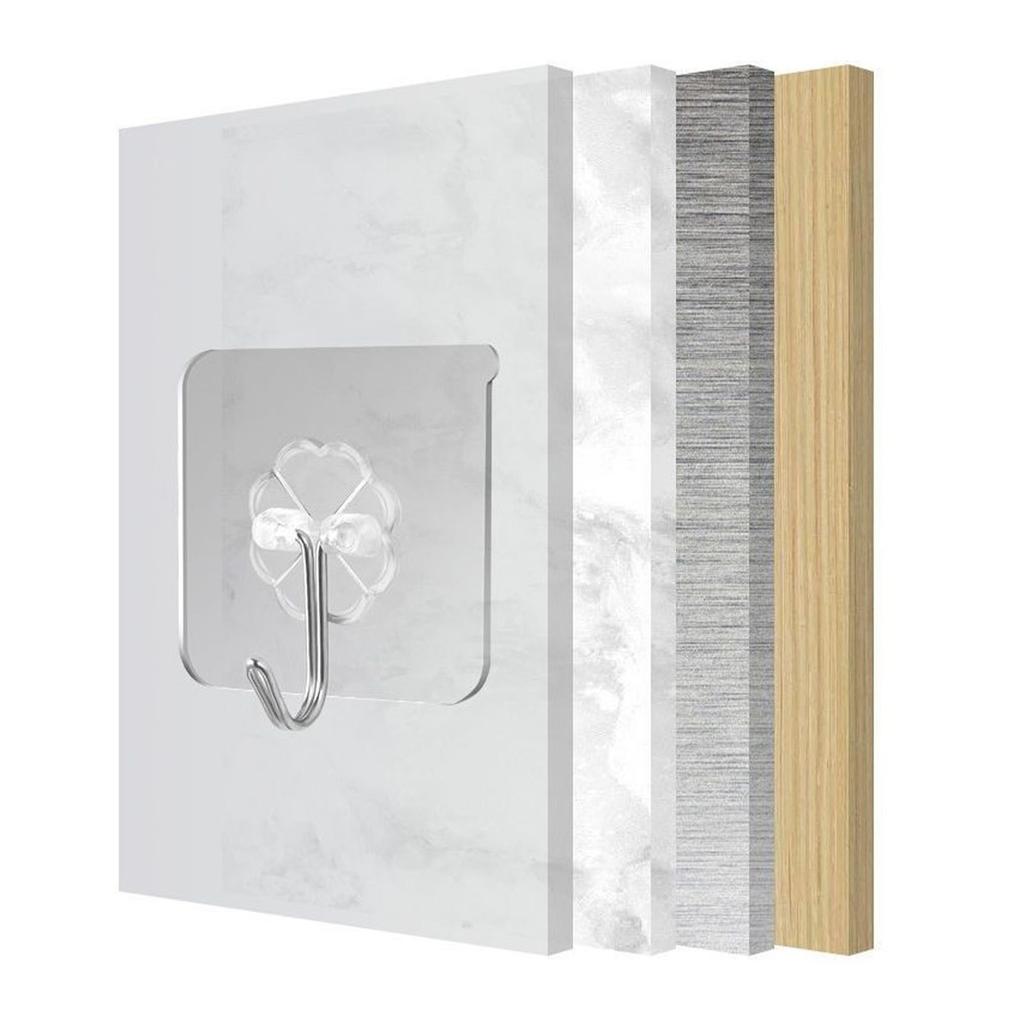 22pcs Self Adhesive Hooks Seamless Transparent Load Bearing 20kg Multifunction Kitchen Wall Hooks Coat Hooks