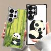 Cute Cartoon Panda Plating Phone Case For Samsung Galaxy S24 S25 FE S26 Edge S23 Ultra S22 S21 Plus S20 Anti-Fall Airabag Cover