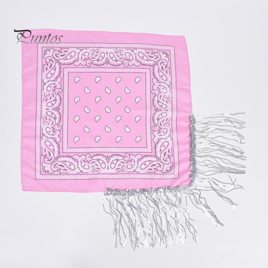 Party Headscarf Sequins Scarf Exquisite Pattern Tassel Design Non-Fading Washable Quick Dry Fringed Bandana Decorative Polyester Women Beautiful for